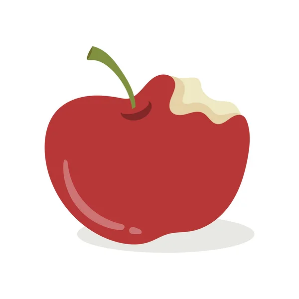 Укус Червоного Яблука Вектор Ізольовано Білому Тлі — стоковий вектор