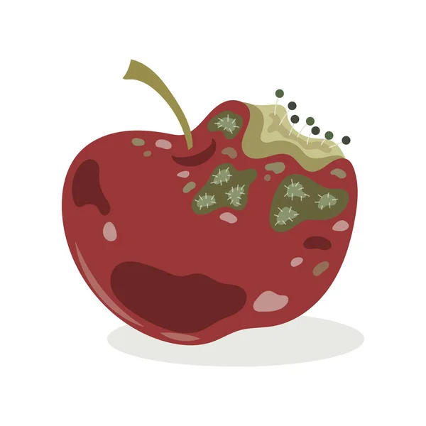 Manzana Podrida Con Ilustración Vectorial Moho Aislada Sobre Fondo Blanco — Vector de stock