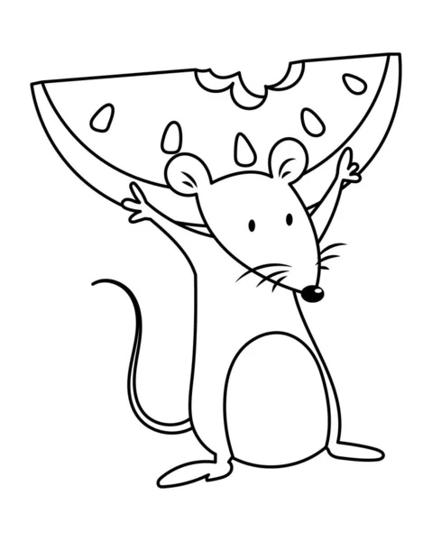 Een Muis Met Een Stuk Watermeloen Vector Illustratie Cartoon Een — Stockvector