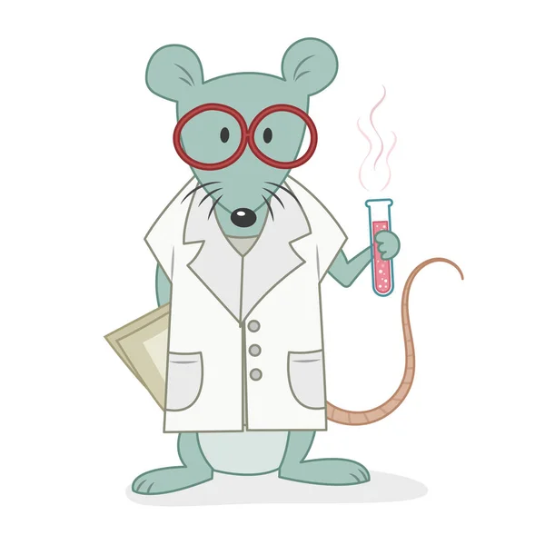 Wissenschaftler Maus Vektor Illustration Karikatur Meerschweinchen Vektor Karikatur Maus Hält — Stockvektor