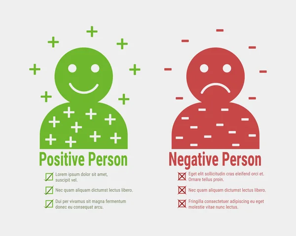 긍정적 부정적 그래픽 일러스트 긍정적 사람과 부정적 — 스톡 벡터