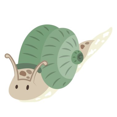 Beyaz arka planda izole edilmiş şirin ve renkli kara salyangozu çizimi çizimi. Salyangoz ve balçık vektör çizgi filmi. 