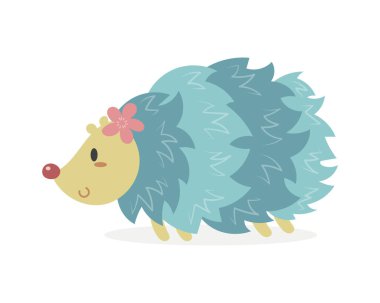 Şirin bir kirpi vektör illüstrasyon çizgi filmi. Kirpi vektör pastel çizgi filmi.. 