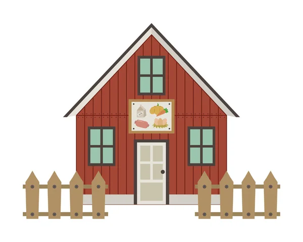 Farmhouse Vector Cartoon Barn Vector Cartoon Isolated White Background — Stock Vector