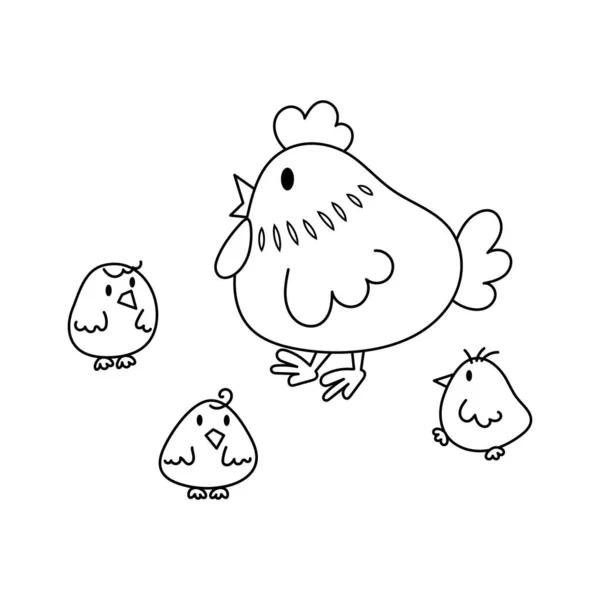 Galinhas Pintos Ilustração Vetorial Cartoon Animal Quinta Desenhos Animados Frango — Vetor de Stock