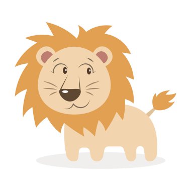 Aslan vektör çizim karikatürü. Beyaz arkaplanda şirin aslan vektör karikatürü. 