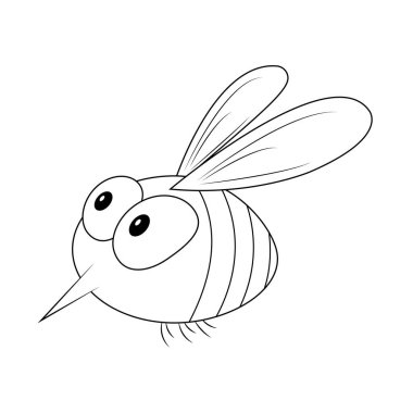 Beyaz arka planda izole edilmiş sivrisinek vektör karikatür çizimi. Komik sivrisinek çizgi filmi.. 