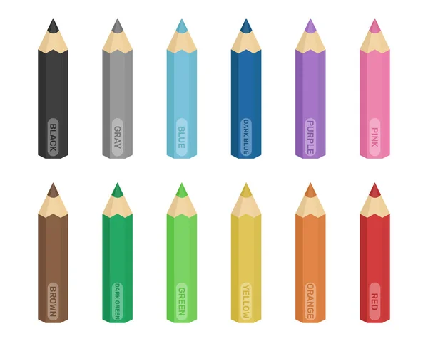 Pencil Colors Vector Illustration Set Pencil Colors Isolated White Background — Stock Vector