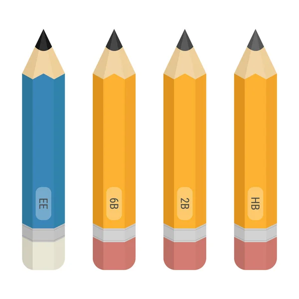 Ólom Ceruza Gyűjtemény Vektor Illusztráció Ceruzák Elszigetelt Fehér Háttérrel Rajzoló — Stock Vector