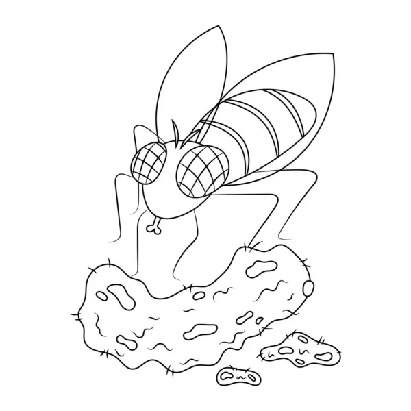 Roztomilý Zábavný Hmyz Vektorové Ilustrace Kreslený Fly Kreslený Bezbarvý Foukat — Stockový vektor