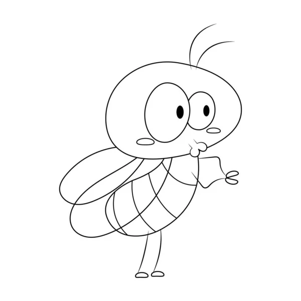 Cute Funny Fly Insect Vector Illustration Cartoon Fly Cartoon Colorless — Stock Vector