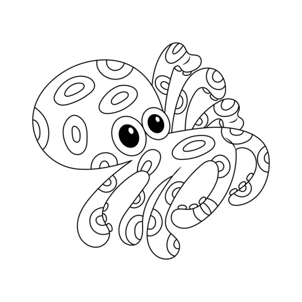 Anillo Azul Pulpo Vector Dibujos Animados Aislados Sobre Fondo Blanco — Vector de stock