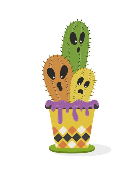 Vector Illustratie Van Halloween Cactus — Stockvector