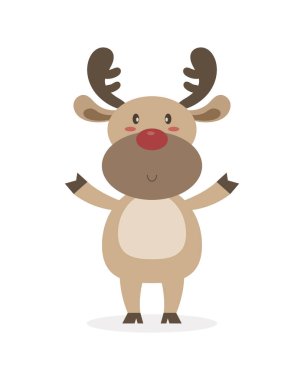 Beyaz arka planda sevimli ren geyiği