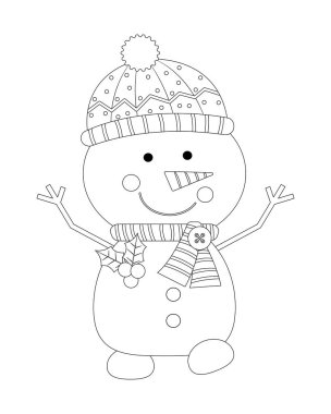 Mutlu Kardan Adam renksiz vektör çizimi