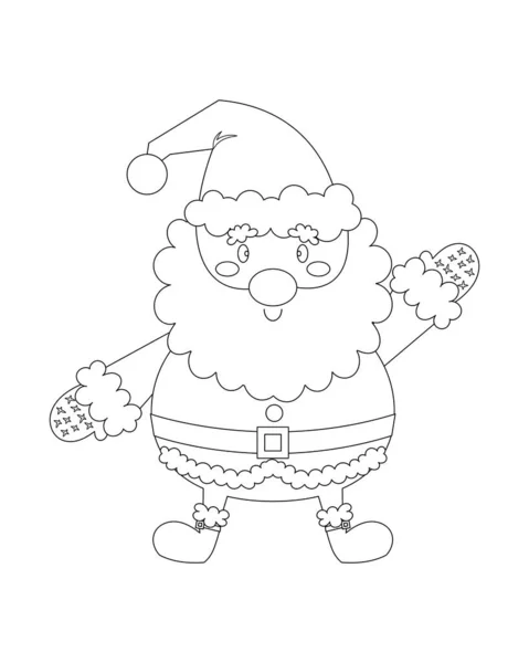 Cute Fatty Santa Claus Colorless Vector Illustration — Stock Vector