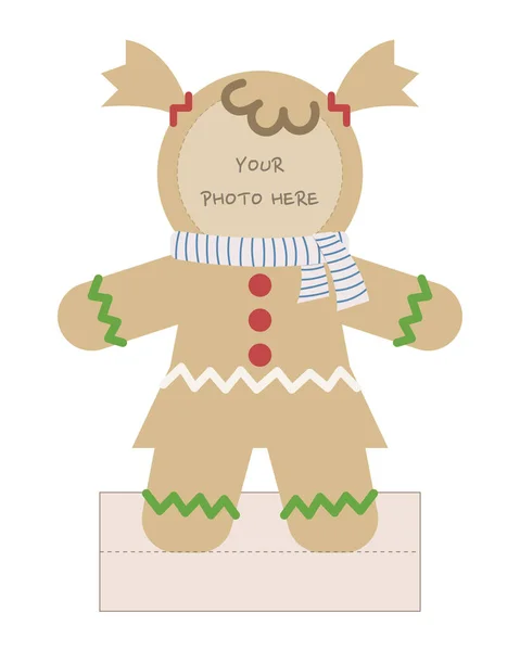 Christmas Card Gingerbread Girl — Stock Vector