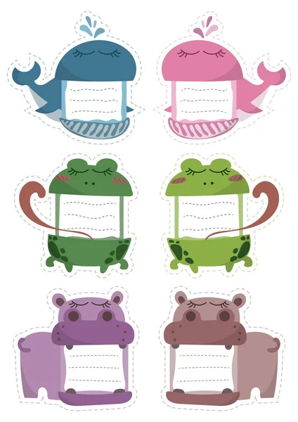 Animals Paper Notes White Background — 스톡 벡터
