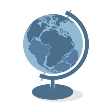 Beyaz arkaplanda izole edilmiş düz biçimdeki dünya simgesi. dünya haritası vektör illüstrasyonu