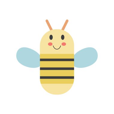 Beyaz arka planda sevimli çizgi film arısı