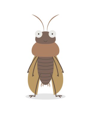 Beyaz arka planda sevimli çizgi film hamamböceği böceği