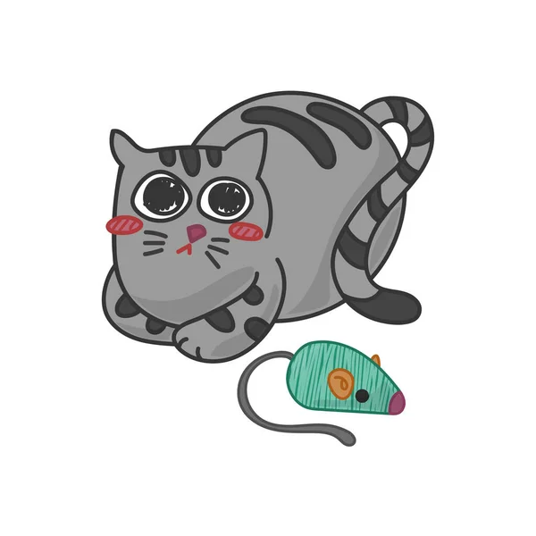 Cat Toy Cartoon Character Icon Icon Illustration Graphic Design — стоковый вектор