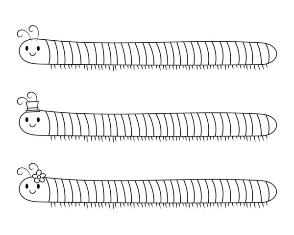 Millipedes Színtelen Vektor Illusztráció — Stock Vector