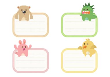  Küçük Canavar Hayvan Kağıt Notları beyaz arkaplanda