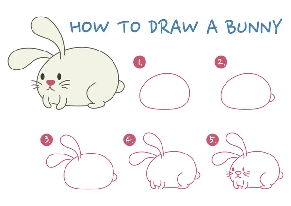 Wie Man Bunny Vektor Illustration Zeichnet — Stockvektor