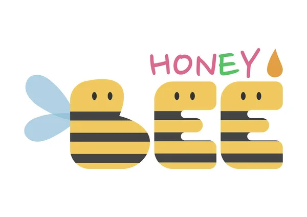 Honey Bee Cute Logo White Background — Stock Vector