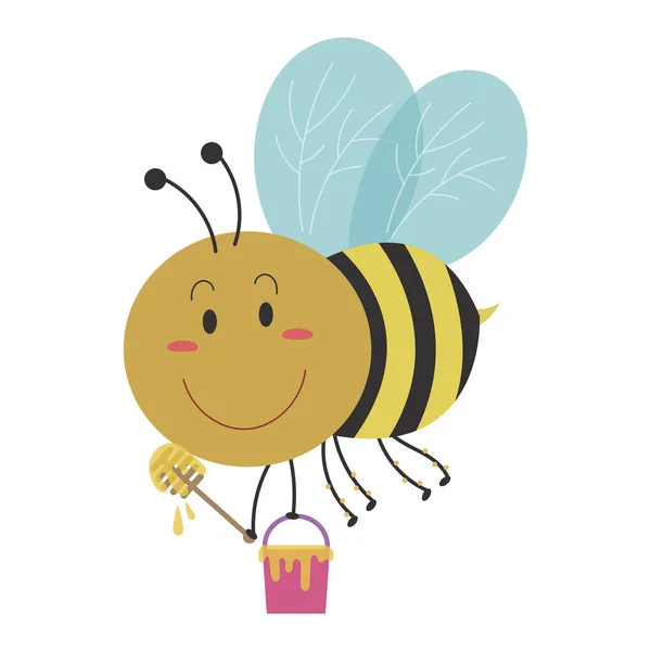 Bumblebee Holding Honey Bucket Ilustração Vetorial — Vetor de Stock