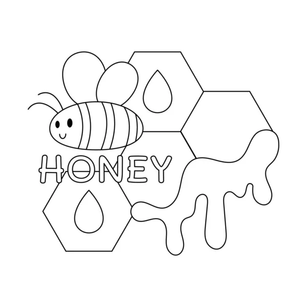 蜂と蜂蜜で蜂の無色ベクトルイラスト — ストックベクタ