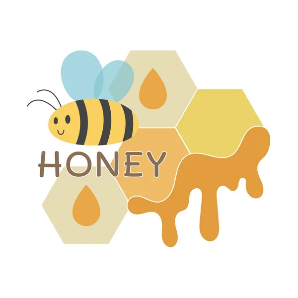 蜂と蜂蜜のベクトル図 — ストックベクタ