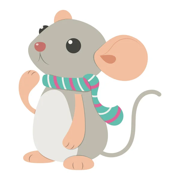 Carino Cartone Animato Mouse Sfondo Bianco — Vettoriale Stock