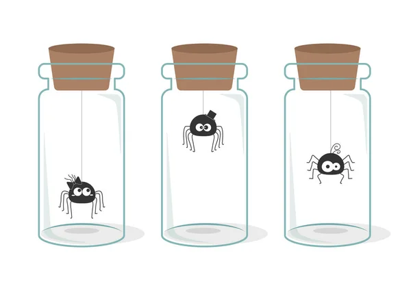 Cam Şişelerdeki Garip Örümceklerin vektör çizimi