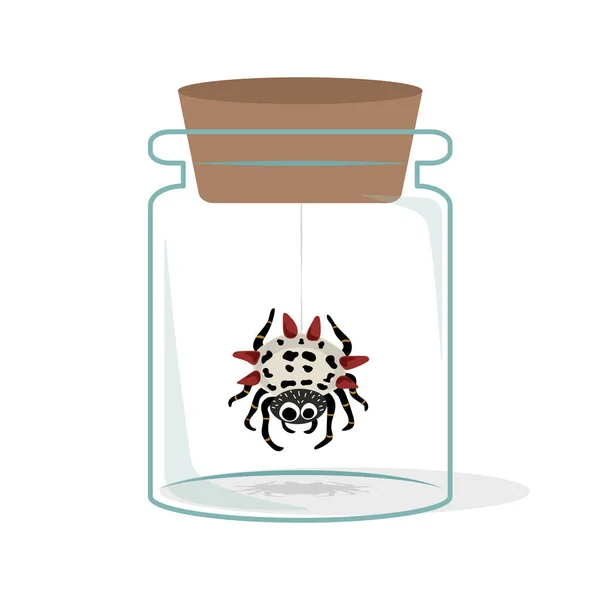 Vector Illustration Weird Spider Glass Bottle — Stock Vector