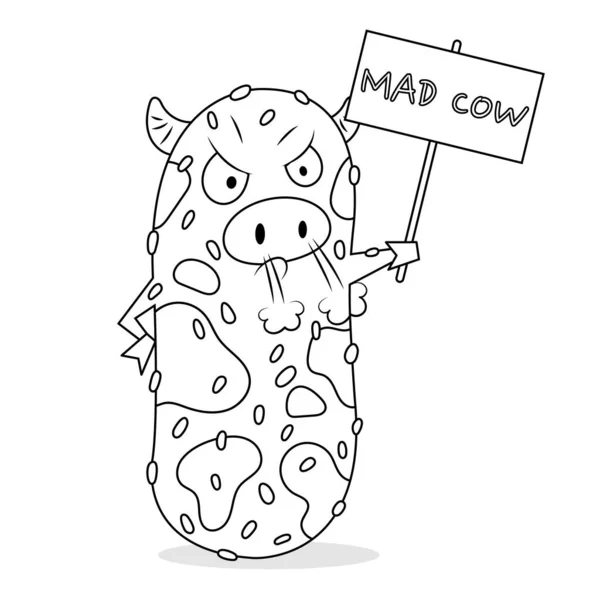 Ilustracja Bezbarwnego Wektora Choroby Wściekłych Krów — Wektor stockowy