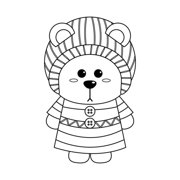 Cute Little Bear Colorless Vector Illustration — Stock Vector