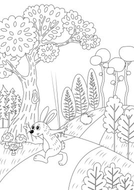 Aptal ürkek Tavşan renksiz vektör çizimi