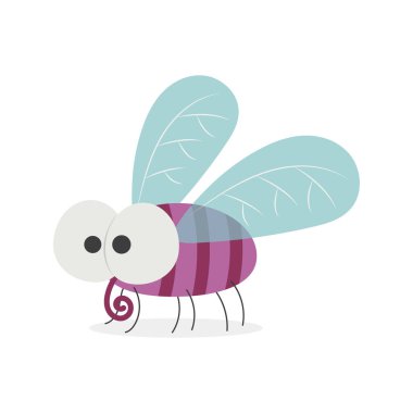 Şirin bir karikatür sineğinin vektör çizimi