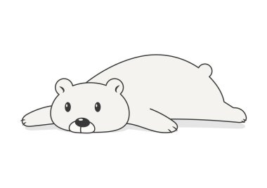 Beyaz arka planda sevimli çizgi film Tembel Ayı