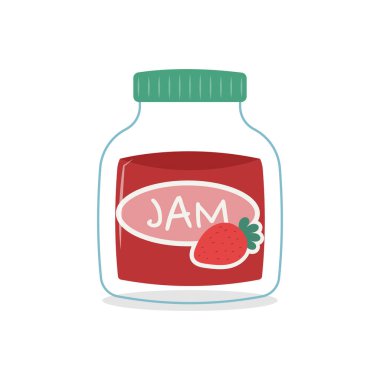 Çilek reçelli kavanozun vektör çizimi