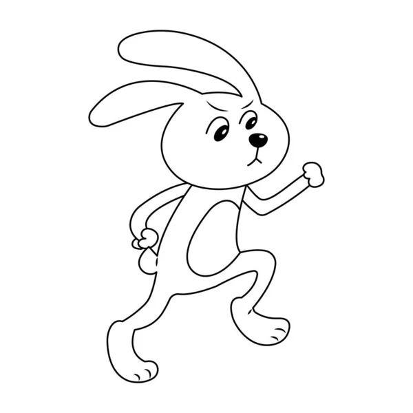 Correndo Bunny Ilustração Vetorial Incolor — Vetor de Stock