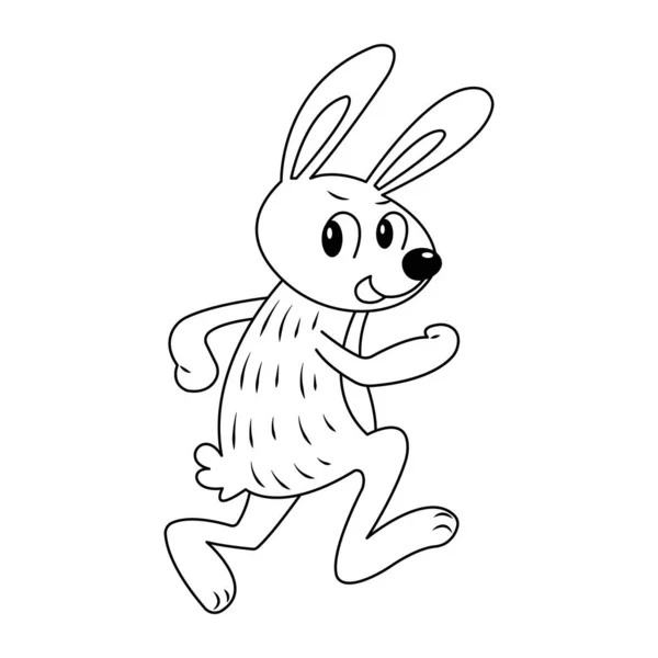 Correndo Rabbit Ilustração Vetorial Incolor — Vetor de Stock