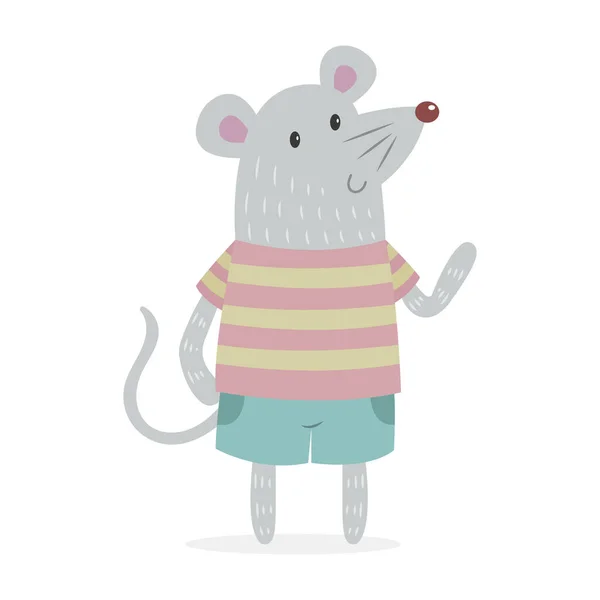 Bonito Cartoon Mouse Fundo Branco — Vetor de Stock