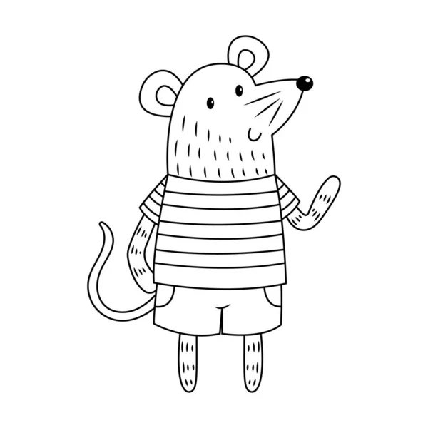 Cute Mouse Bezbarwny Wektor Ilustracji — Wektor stockowy