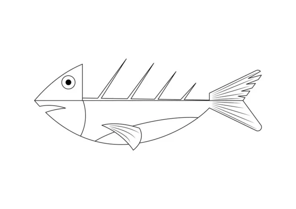 Illustration Vectorielle Incolore Half Dead Half Alive Fish — Image vectorielle