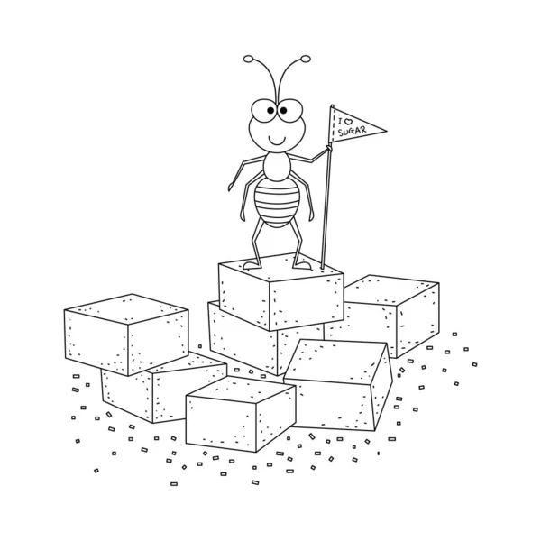 Illustration Vectorielle Incolore Ant Sugar Bricks — Image vectorielle