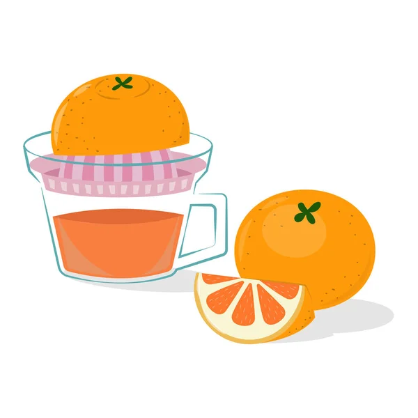 Orange Juice Squeezing Vector Illustration — 스톡 벡터