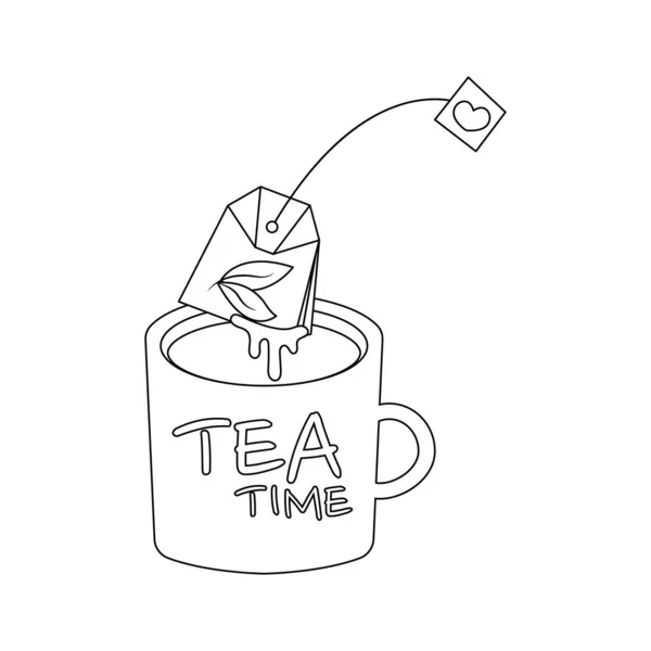 Tasse Thé Avec Illustration Vectorielle Incolore Tea Bag — Image vectorielle